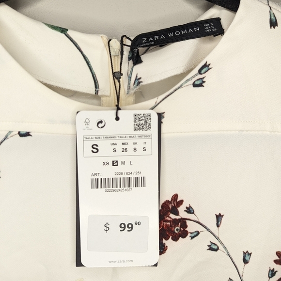 Zara║Floral White Dress║Size S - Picture 5 of 8